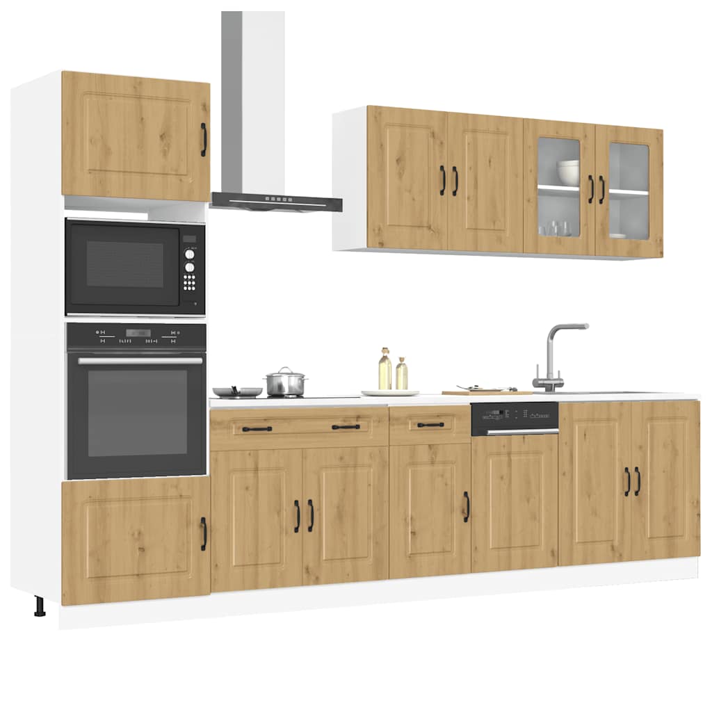 7-delige Keukenkastenset Kalmar bewerkt hout artisanaal eiken is nu te koop bij PeponiXL, paradijselijk wonen!