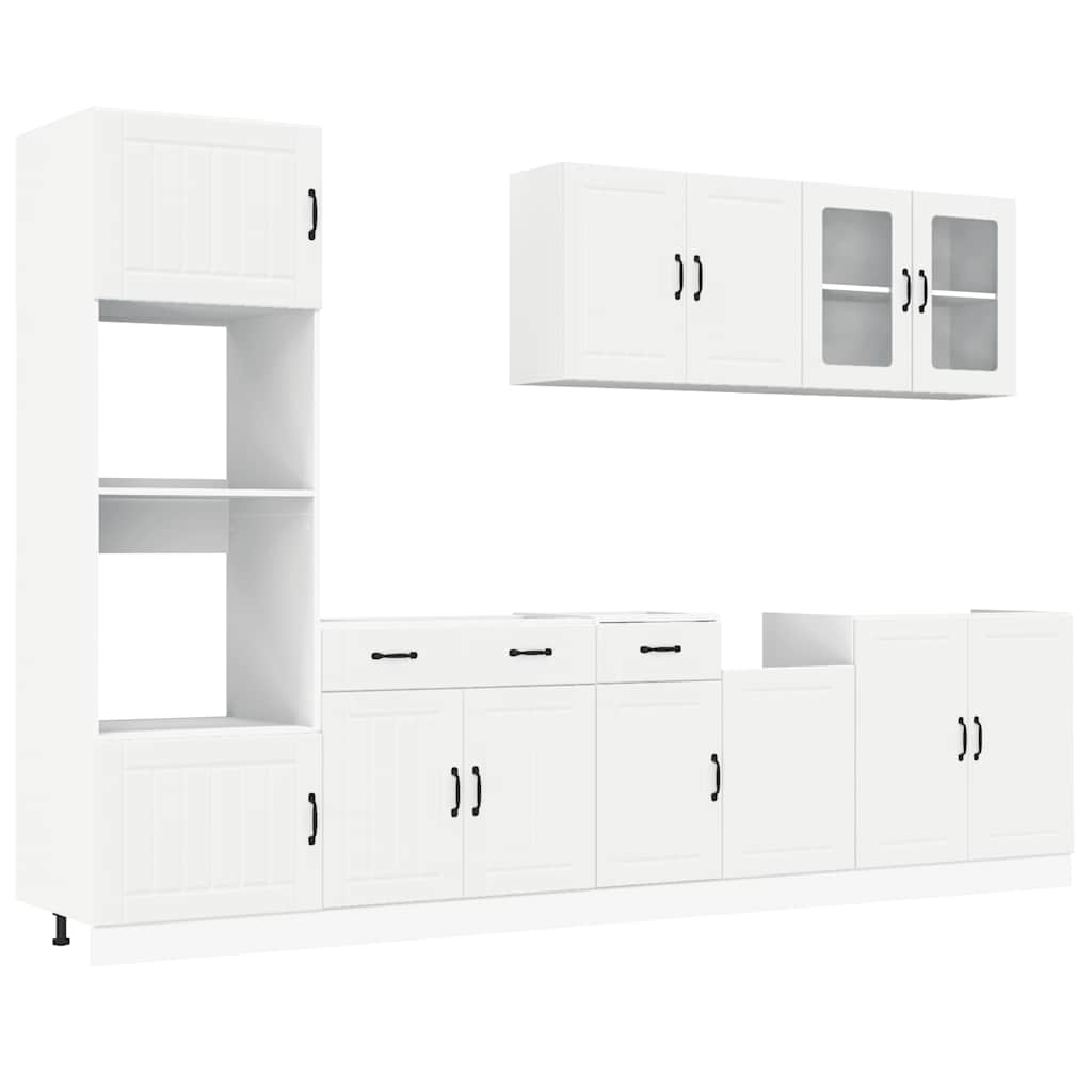 7-delige Keukenkastenset Kalmar bewerkt hout wit is nu te koop bij PeponiXL, paradijselijk wonen!