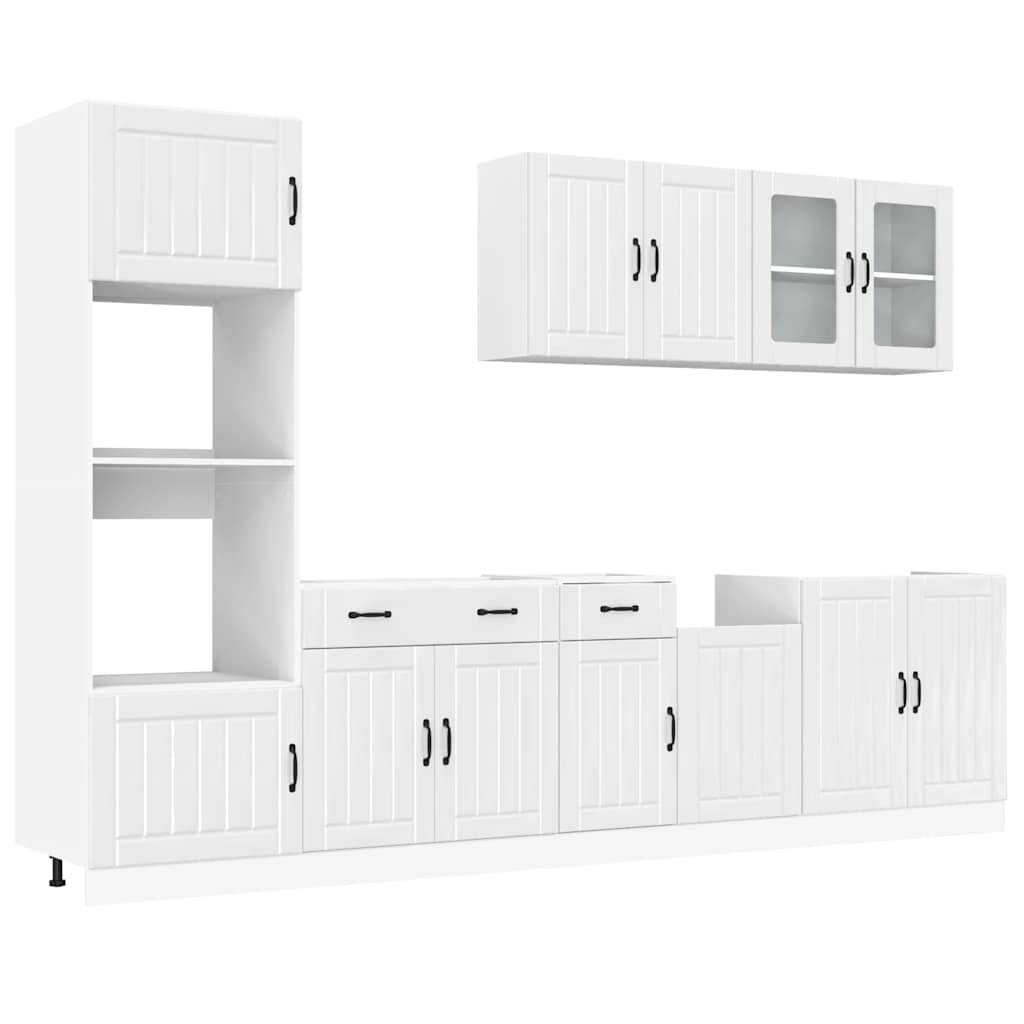 7-delige Keukenkastenset Lucca bewerkt hout glanzend wit is nu te koop bij PeponiXL, paradijselijk wonen!