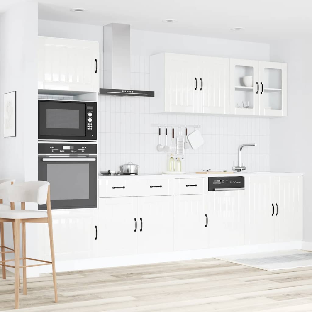 7-delige Keukenkastenset Lucca bewerkt hout glanzend wit is nu te koop bij PeponiXL, paradijselijk wonen!