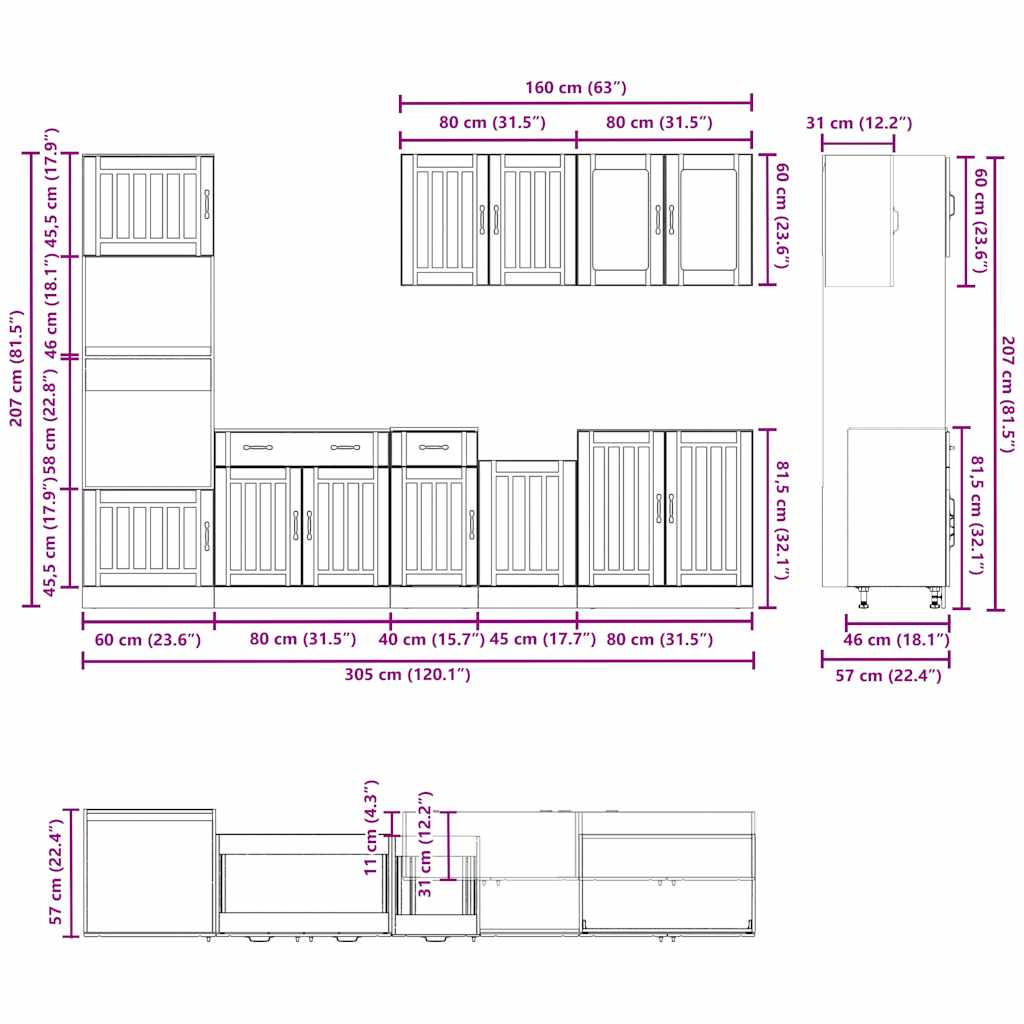 7-delige Keukenkastenset Lucca bewerkt hout glanzend wit is nu te koop bij PeponiXL, paradijselijk wonen!