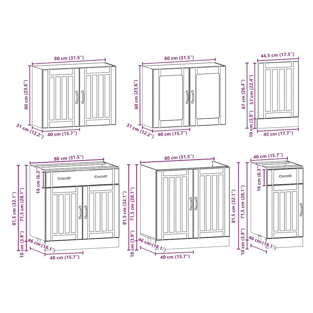7-delige Keukenkastenset Lucca bewerkt hout glanzend wit is nu te koop bij PeponiXL, paradijselijk wonen!
