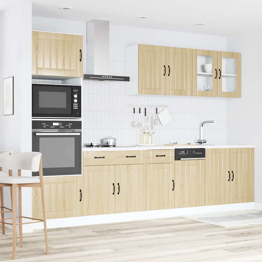 7-delige Keukenkastenset Lucca bewerkt hout sonoma eikenkleur is nu te koop bij PeponiXL, paradijselijk wonen!