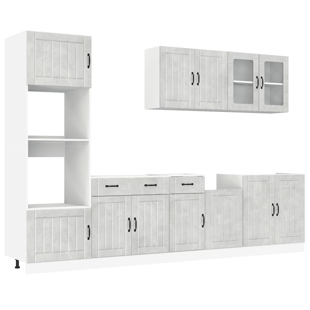 7-delige Keukenkastenset Lucca bewerkt hout betongrijs is nu te koop bij PeponiXL, paradijselijk wonen!