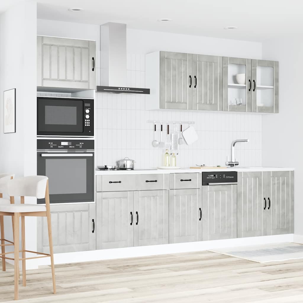 7-delige Keukenkastenset Lucca bewerkt hout betongrijs is nu te koop bij PeponiXL, paradijselijk wonen!