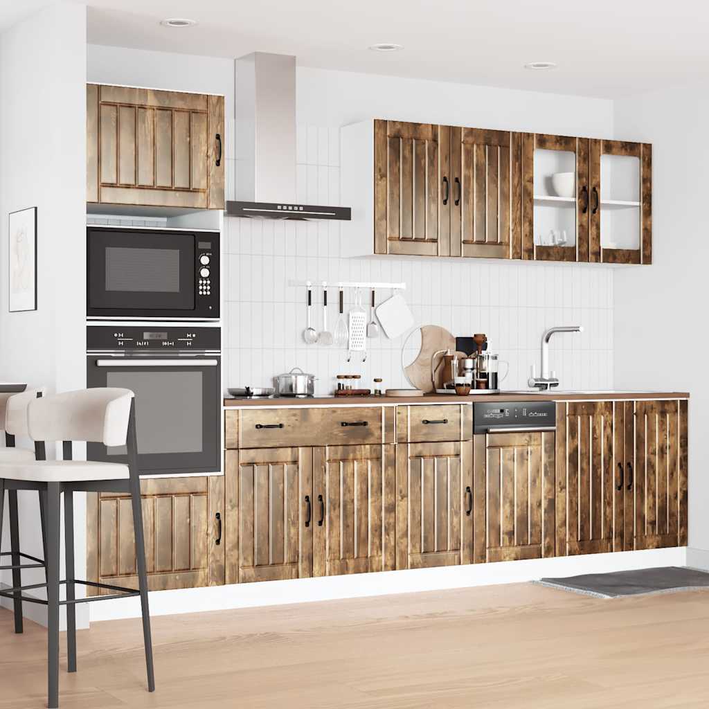 7-delige Keukenkastenset Lucca bewerkt hout gerookt eiken is nu te koop bij PeponiXL, paradijselijk wonen!