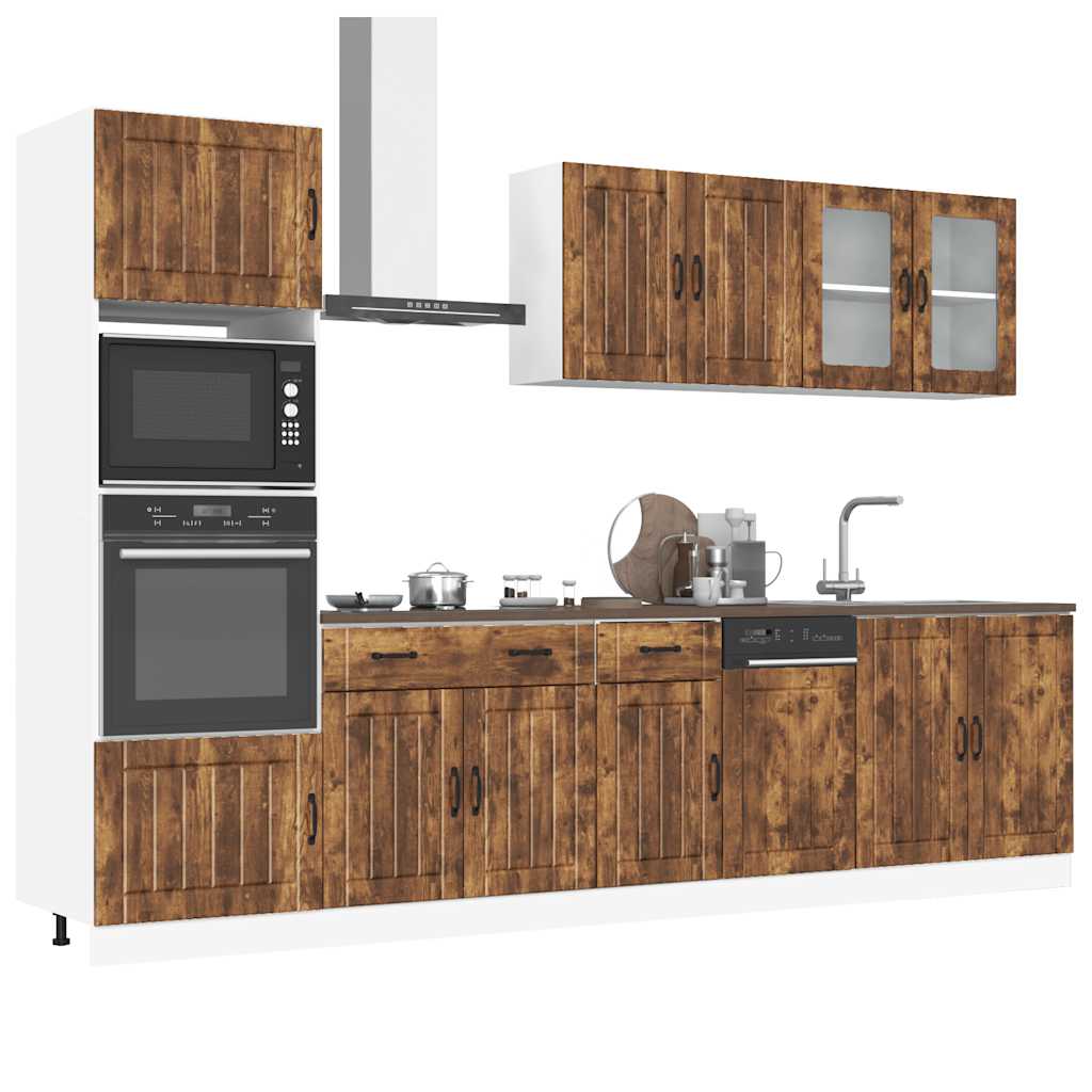 7-delige Keukenkastenset Lucca bewerkt hout gerookt eiken is nu te koop bij PeponiXL, paradijselijk wonen!
