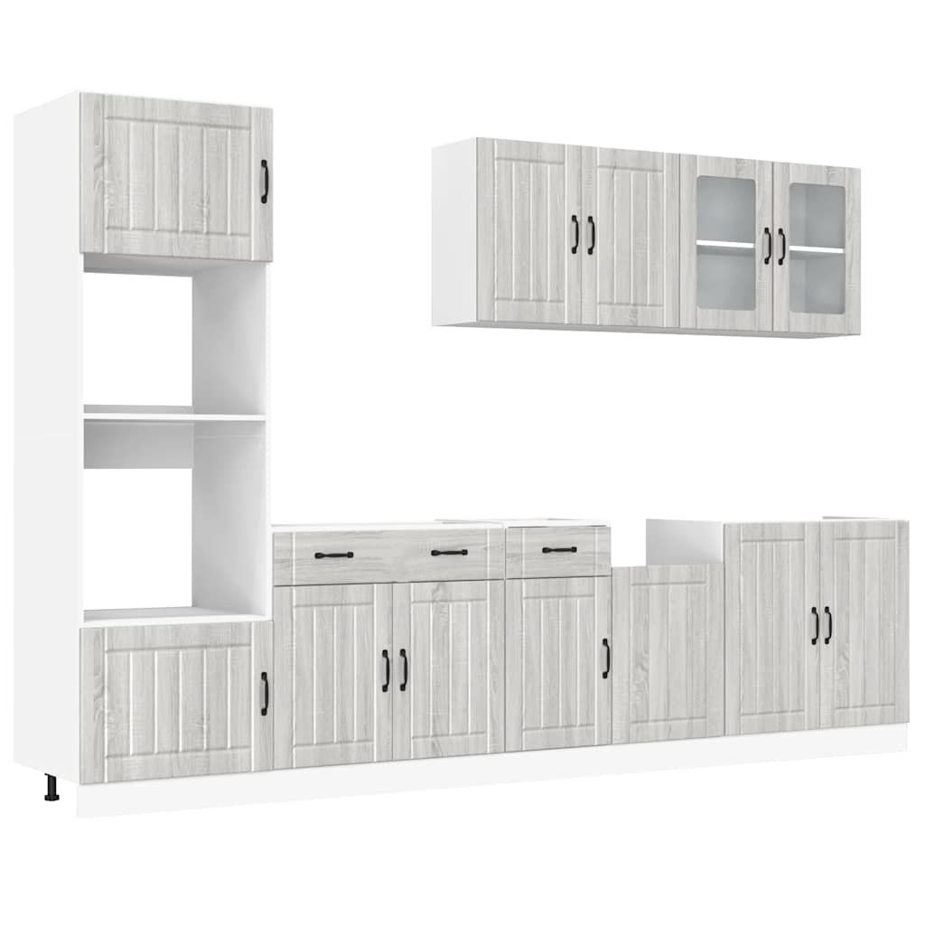 7-delige Keukenkastenset Kalmar bewerkt hout grijs sonoma eiken is nu te koop bij PeponiXL, paradijselijk wonen!