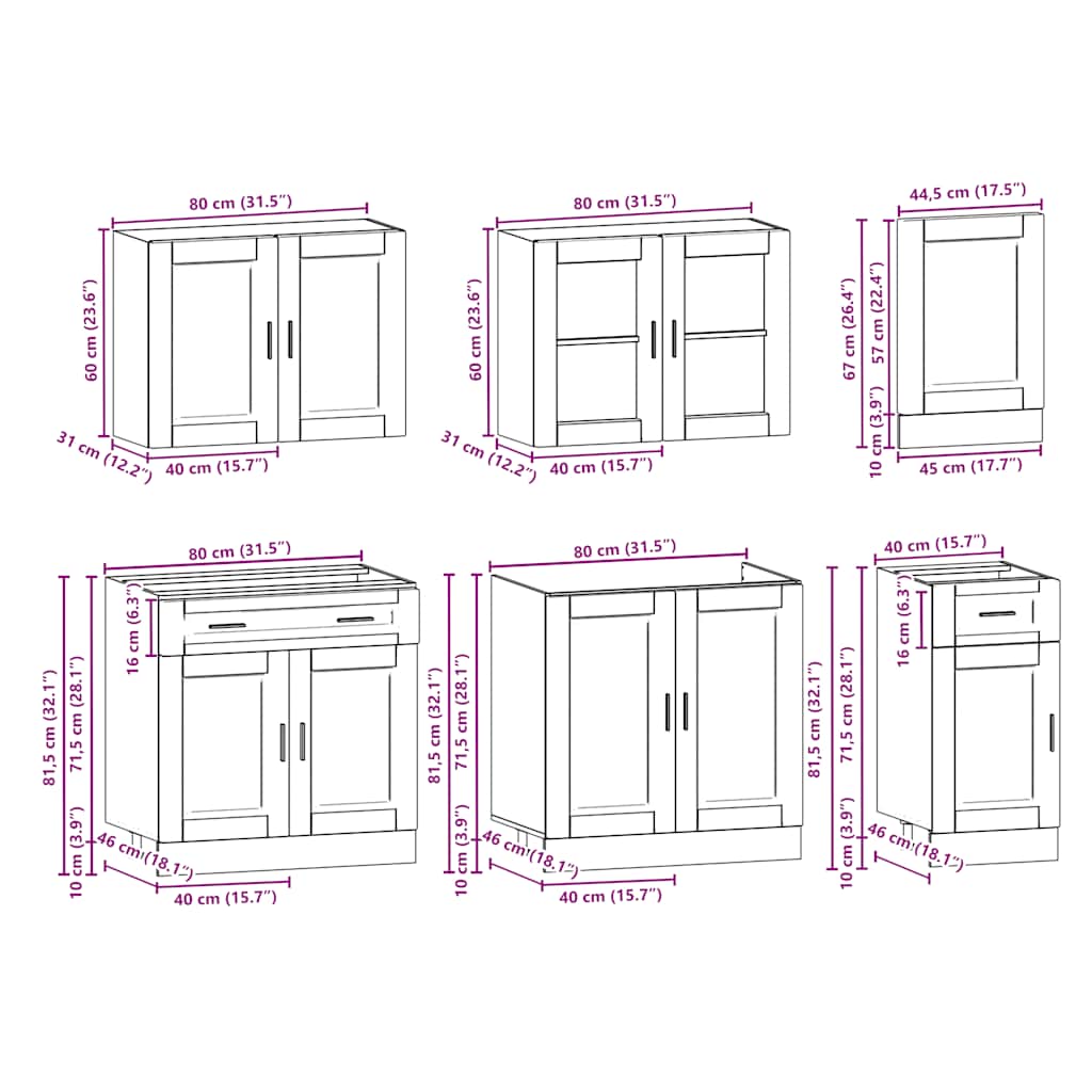 7-delige Keukenkastenset Porto bewerkt hout wit is nu te koop bij PeponiXL, paradijselijk wonen!