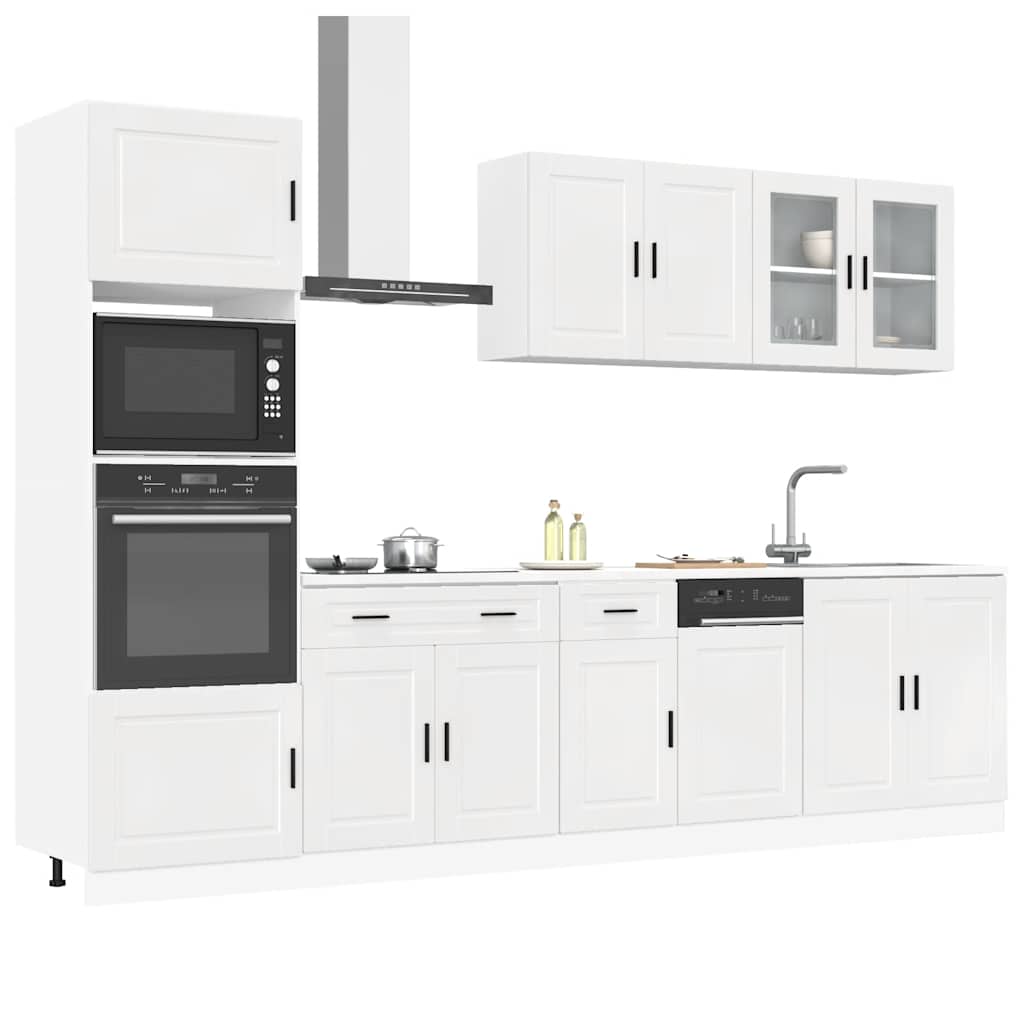 7-delige Keukenkastenset Kalmar bewerkt hout glanzend wit is nu te koop bij PeponiXL, paradijselijk wonen!