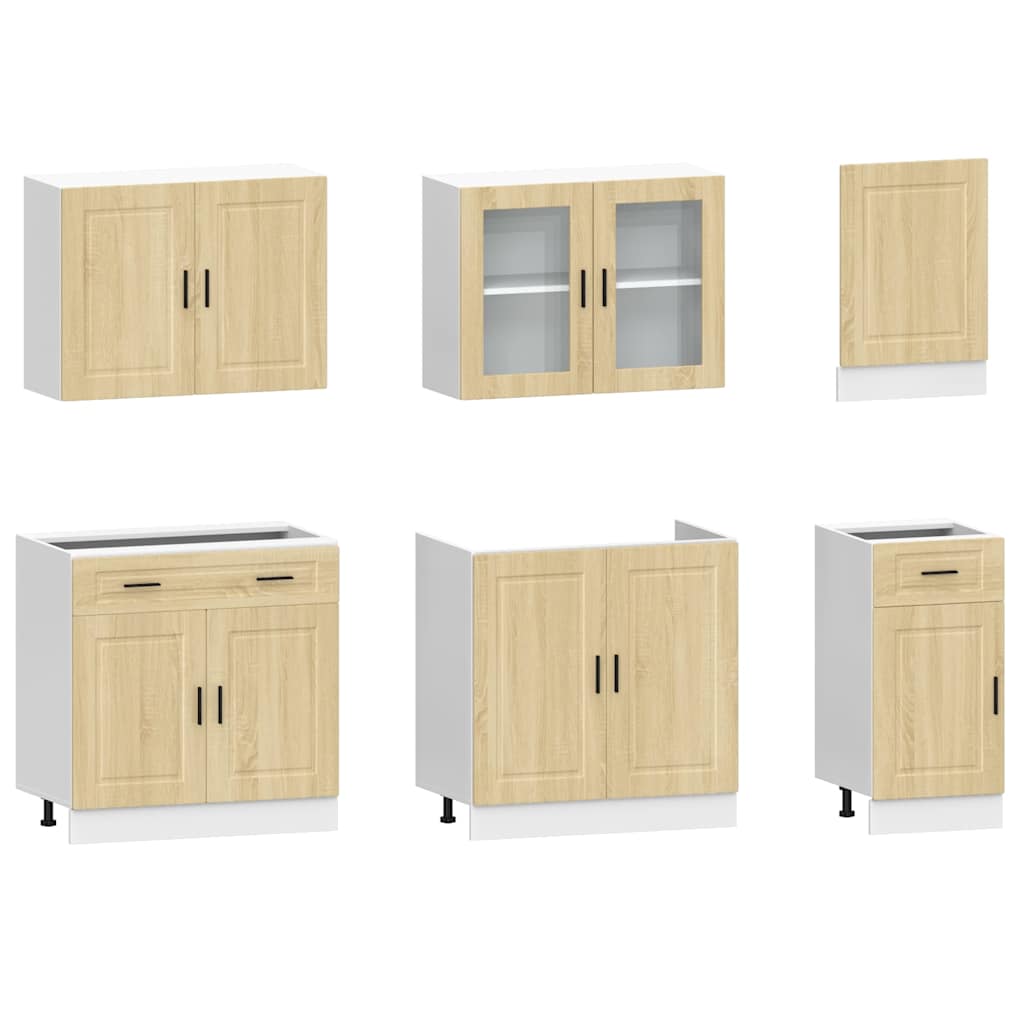 7-delige Keukenkastenset Porto bewerkt hout sonoma eikenkleur is nu te koop bij PeponiXL, paradijselijk wonen!