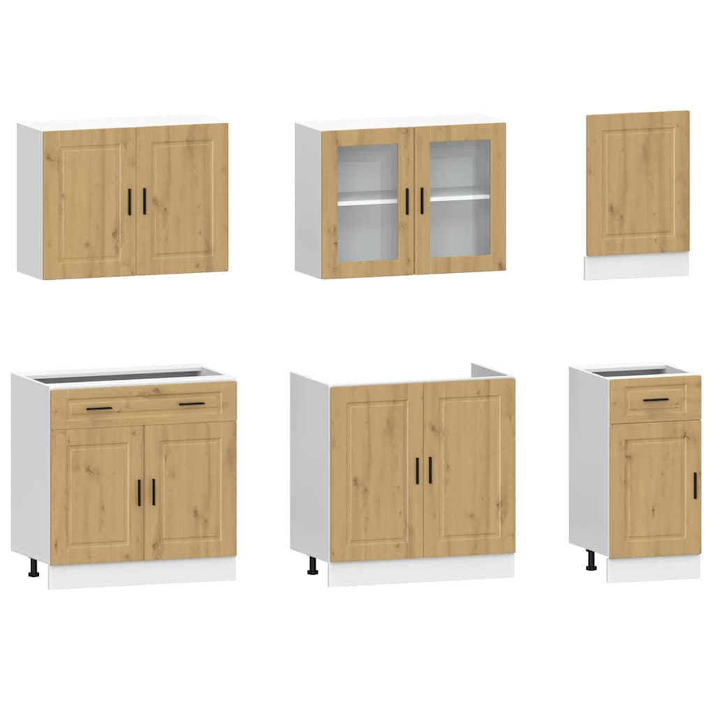 7-delige Keukenkastenset Kalmar bewerkt hout artisanaal eiken is nu te koop bij PeponiXL, paradijselijk wonen!