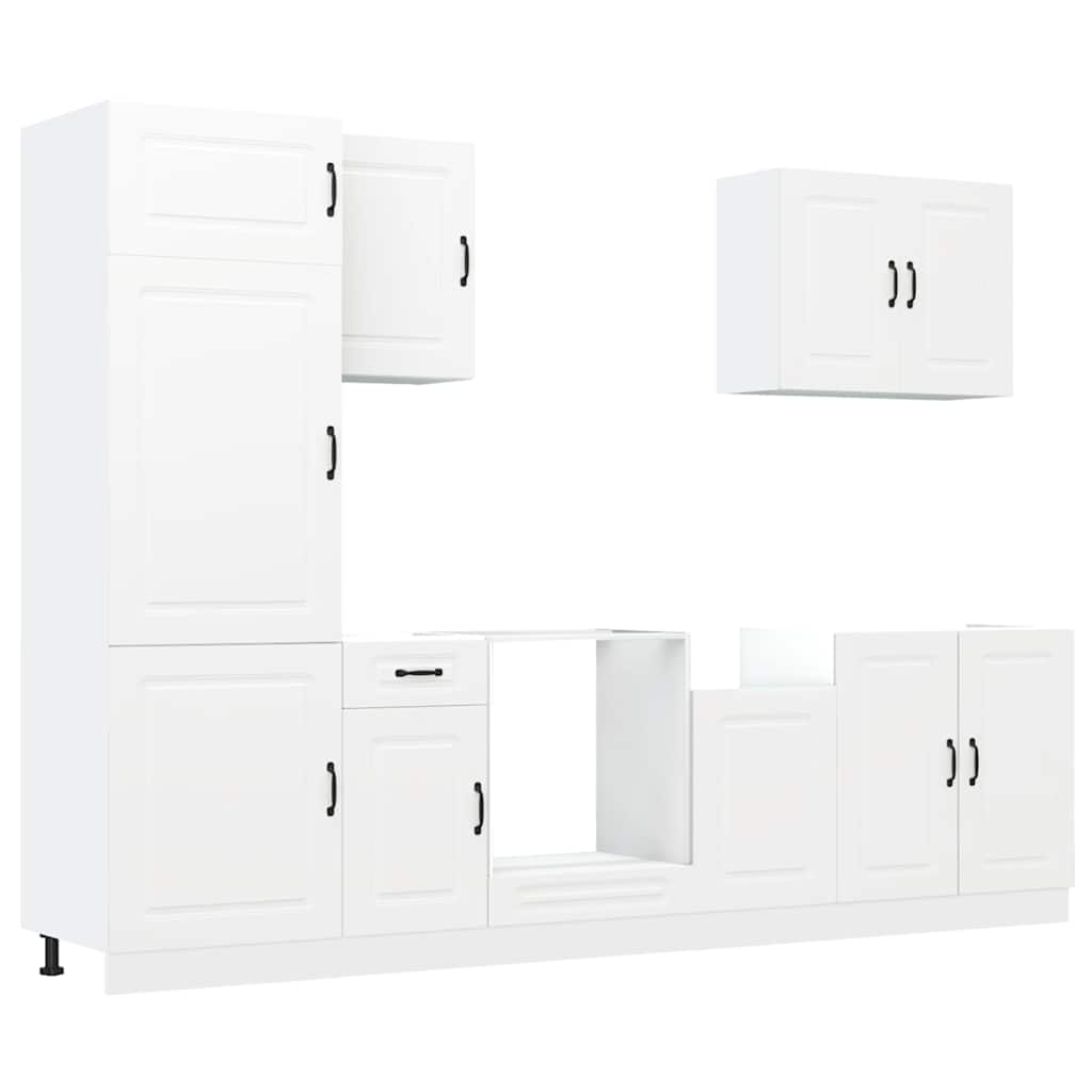 7-delige Keukenkastenset Kalmar bewerkt hout wit is nu te koop bij PeponiXL, paradijselijk wonen!