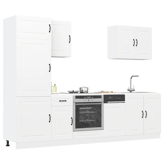 7-delige Keukenkastenset Kalmar bewerkt hout wit is nu te koop bij PeponiXL, paradijselijk wonen!