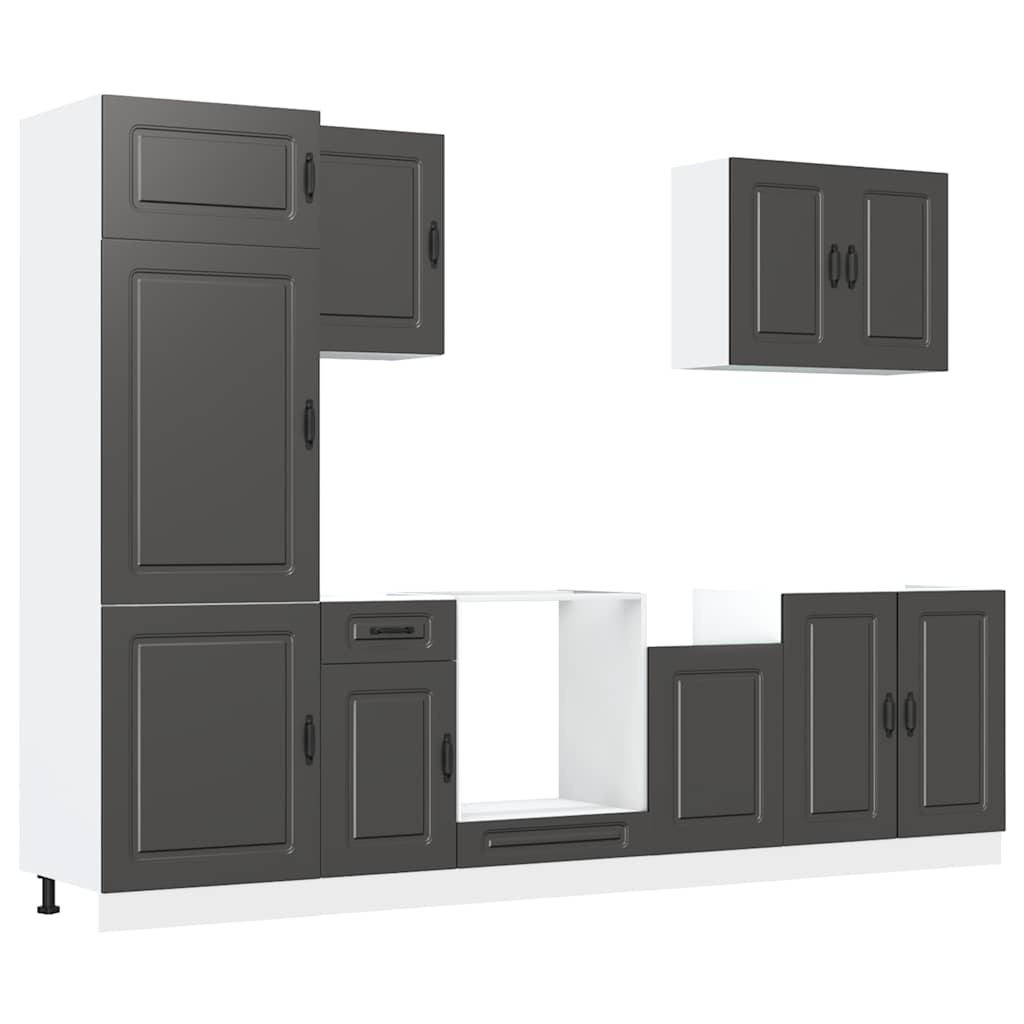 7-delige Keukenkastenset Kalmar bewerkt hout zwart is nu te koop bij PeponiXL, paradijselijk wonen!