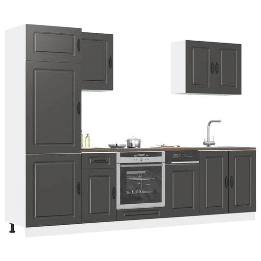 7-delige Keukenkastenset Kalmar bewerkt hout zwart is nu te koop bij PeponiXL, paradijselijk wonen!