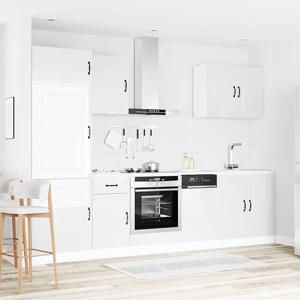 7-delige Keukenkastenset Kalmar bewerkt hout glanzend wit is nu te koop bij PeponiXL, paradijselijk wonen!