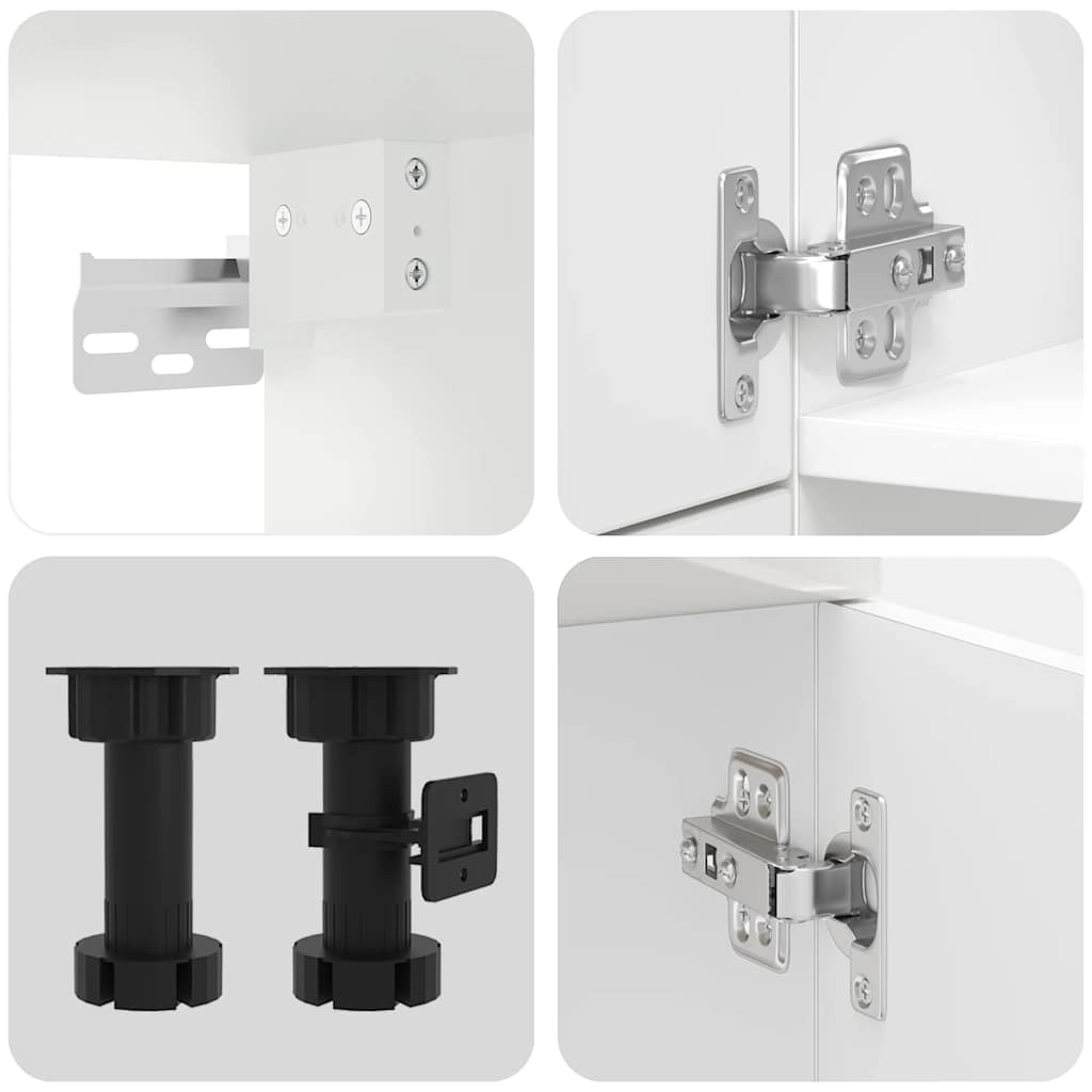 7-delige Keukenkastenset Kalmar bewerkt hout glanzend wit is nu te koop bij PeponiXL, paradijselijk wonen!