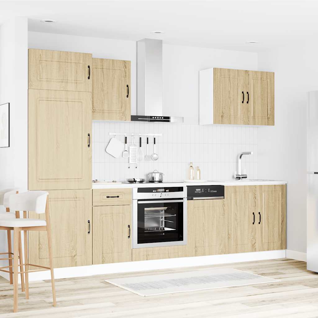 7-delige Keukenkastenset Kalmar bewerkt hout sonoma eikenkleur is nu te koop bij PeponiXL, paradijselijk wonen!