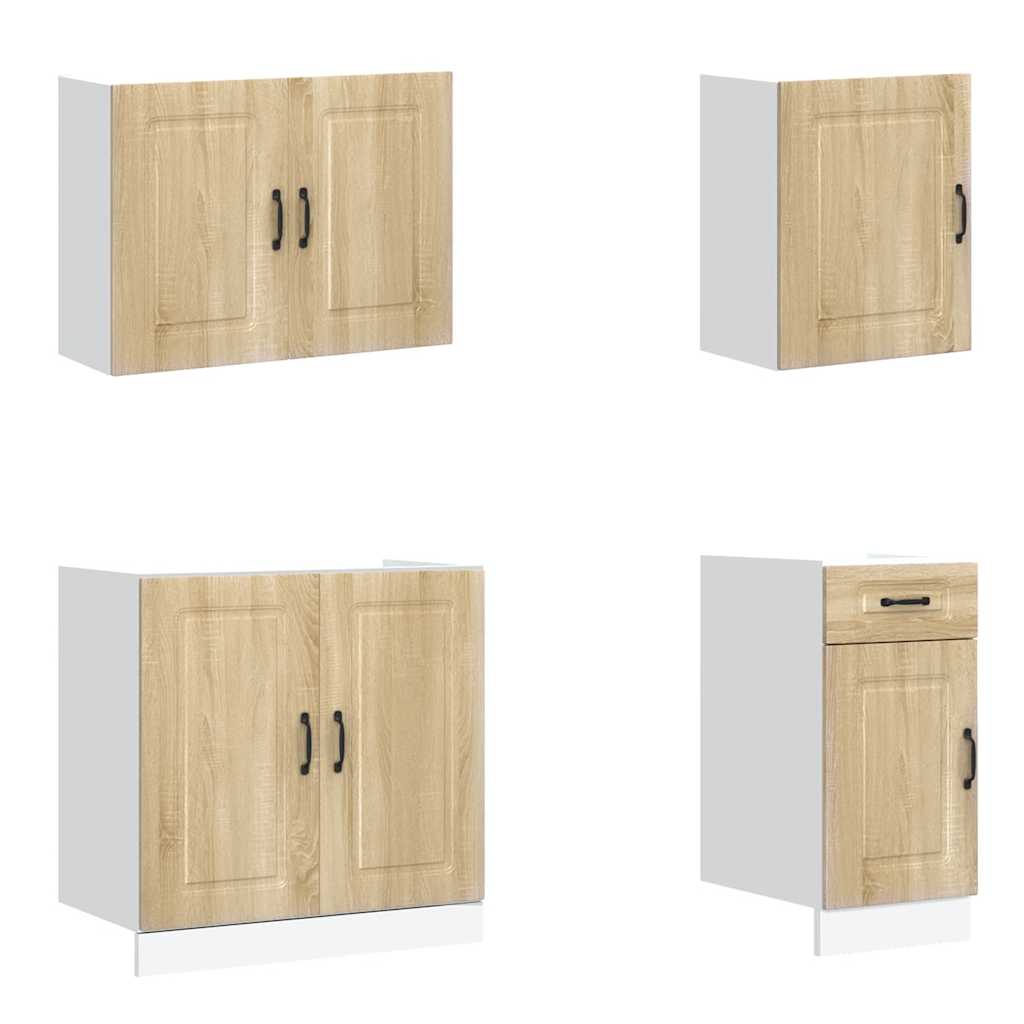 7-delige Keukenkastenset Kalmar bewerkt hout sonoma eikenkleur is nu te koop bij PeponiXL, paradijselijk wonen!