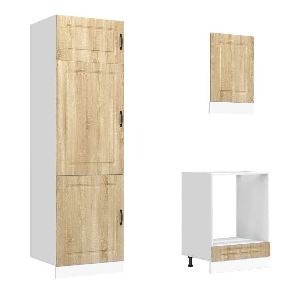 7-delige Keukenkastenset Kalmar bewerkt hout sonoma eikenkleur is nu te koop bij PeponiXL, paradijselijk wonen!