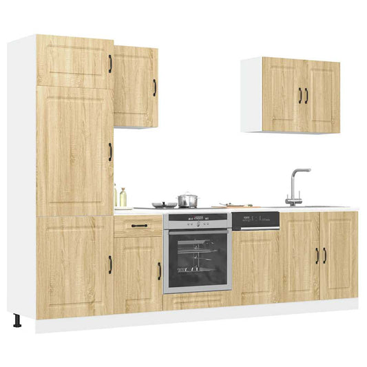 7-delige Keukenkastenset Kalmar bewerkt hout sonoma eikenkleur is nu te koop bij PeponiXL, paradijselijk wonen!