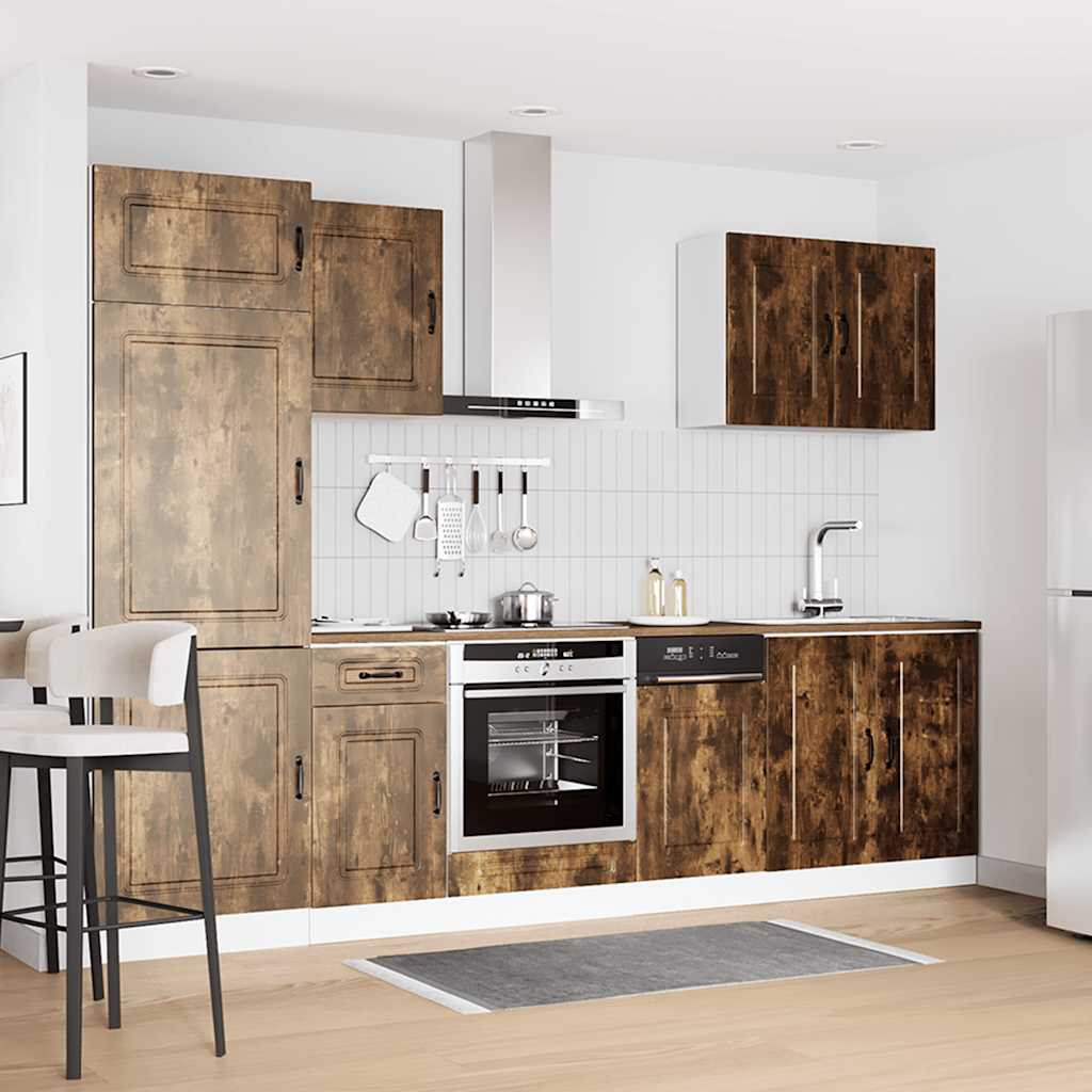 7-delige Keukenkastenset Kalmar bewerkt hout gerookt eiken is nu te koop bij PeponiXL, paradijselijk wonen!