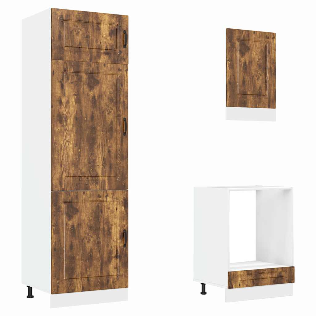 7-delige Keukenkastenset Kalmar bewerkt hout gerookt eiken is nu te koop bij PeponiXL, paradijselijk wonen!