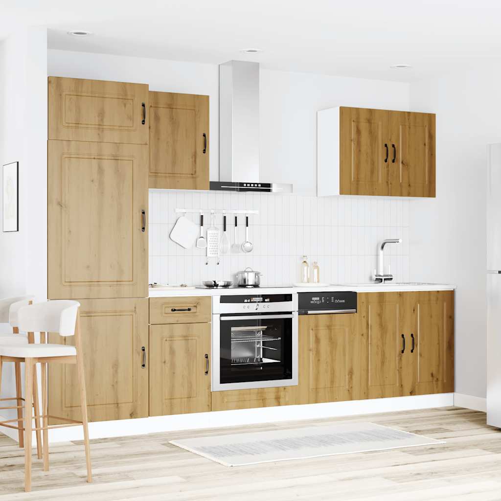 7-delige Keukenkastenset Kalmar bewerkt hout artisanaal eiken is nu te koop bij PeponiXL, paradijselijk wonen!