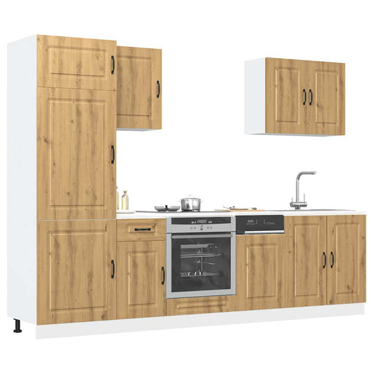 7-delige Keukenkastenset Kalmar bewerkt hout artisanaal eiken is nu te koop bij PeponiXL, paradijselijk wonen!