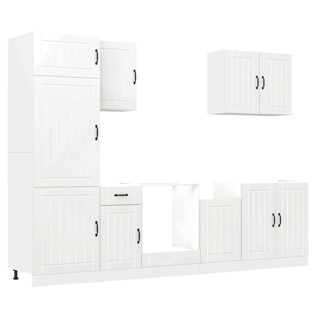 7-delige Keukenkastenset Lucca bewerkt hout wit is nu te koop bij PeponiXL, paradijselijk wonen!