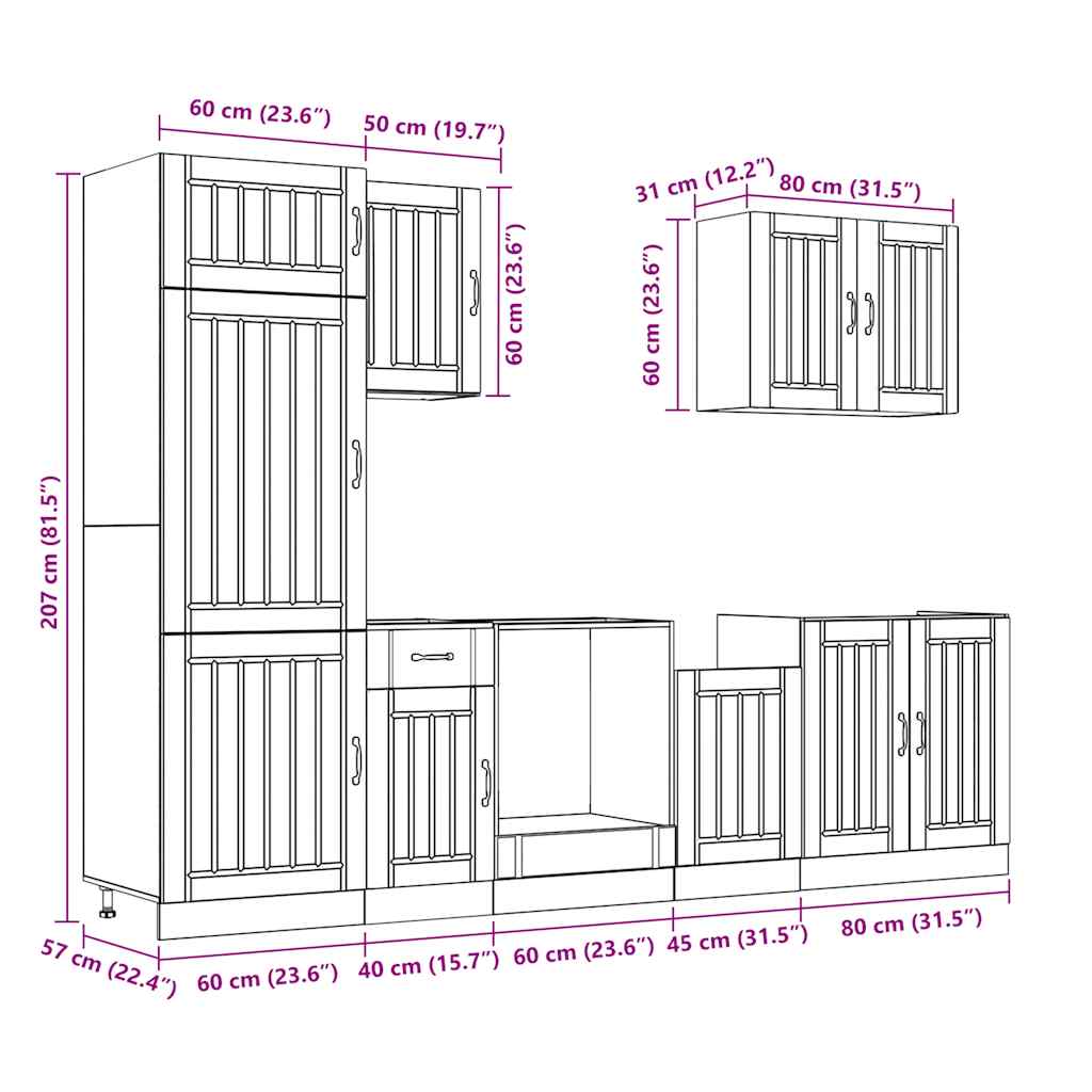 7-delige Keukenkastenset Lucca bewerkt hout wit is nu te koop bij PeponiXL, paradijselijk wonen!