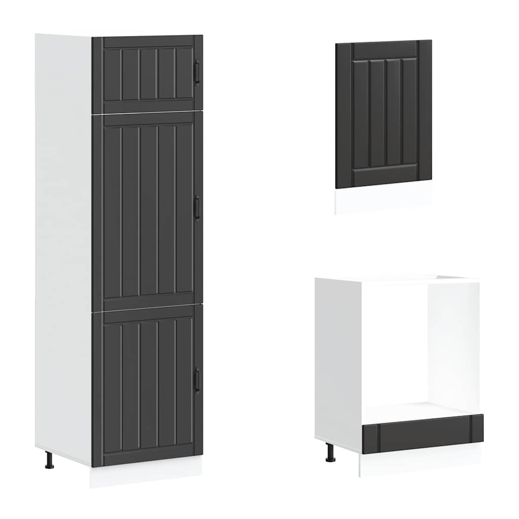 7-delige Keukenkastenset Lucca bewerkt hout zwart is nu te koop bij PeponiXL, paradijselijk wonen!