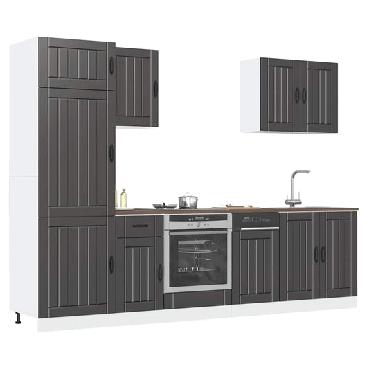 7-delige Keukenkastenset Lucca bewerkt hout zwart is nu te koop bij PeponiXL, paradijselijk wonen!