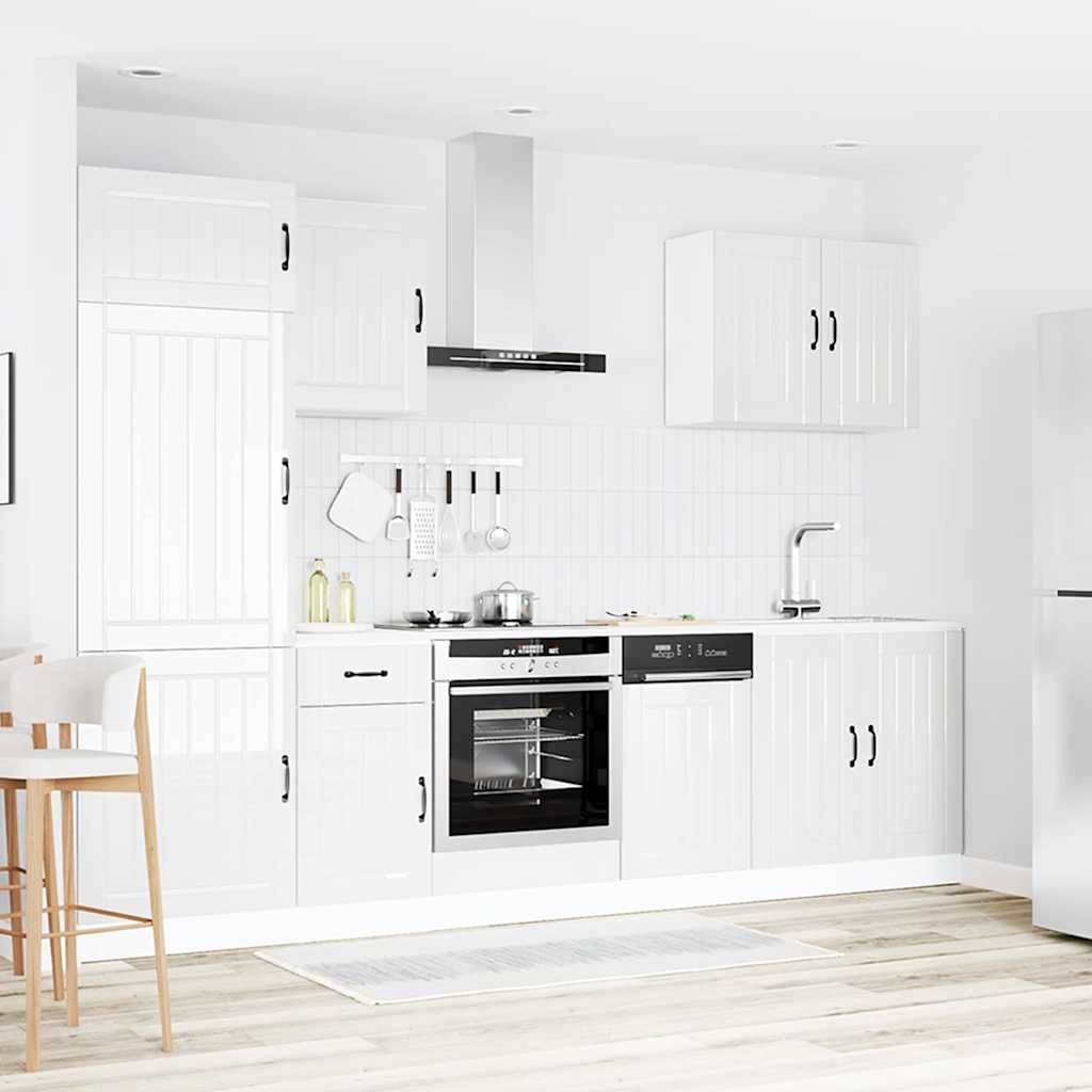 7-delige Keukenkastenset Lucca bewerkt hout glanzend wit is nu te koop bij PeponiXL, paradijselijk wonen!