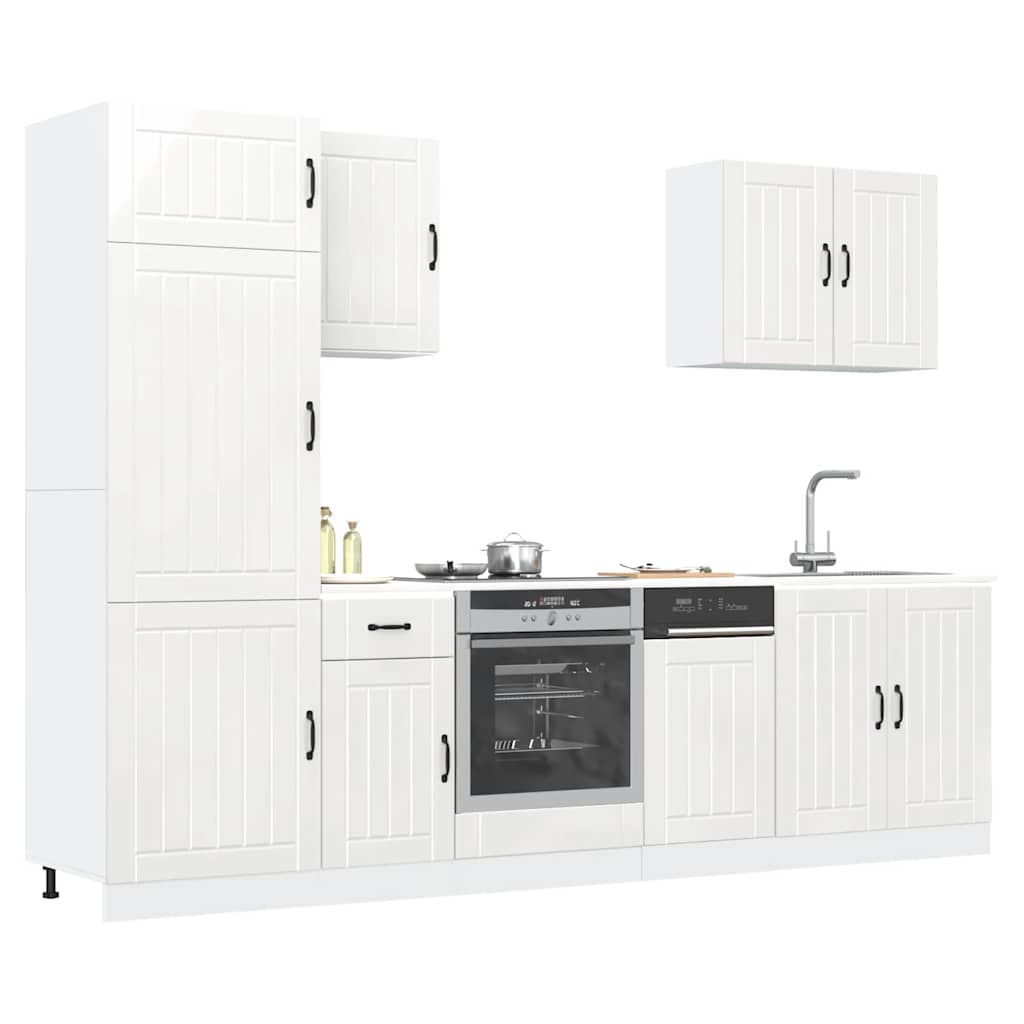 7-delige Keukenkastenset Lucca bewerkt hout glanzend wit is nu te koop bij PeponiXL, paradijselijk wonen!