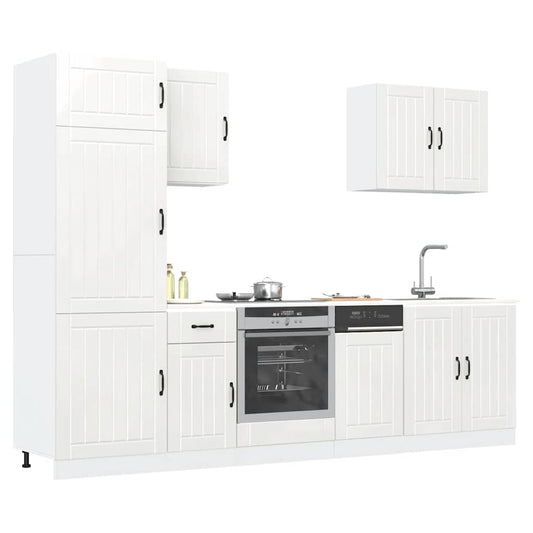 7-delige Keukenkastenset Lucca bewerkt hout glanzend wit is nu te koop bij PeponiXL, paradijselijk wonen!