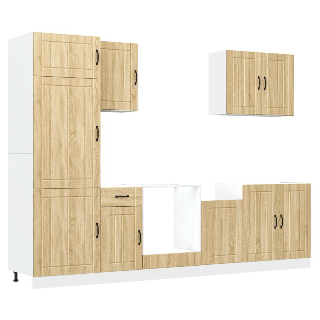 7-delige Keukenkastenset Lucca bewerkt hout sonoma eikenkleur is nu te koop bij PeponiXL, paradijselijk wonen!