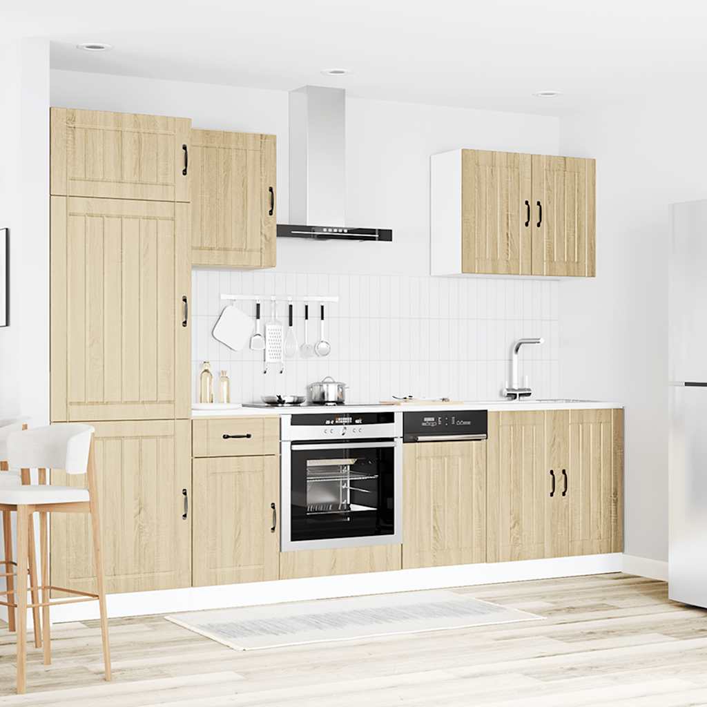 7-delige Keukenkastenset Lucca bewerkt hout sonoma eikenkleur is nu te koop bij PeponiXL, paradijselijk wonen!