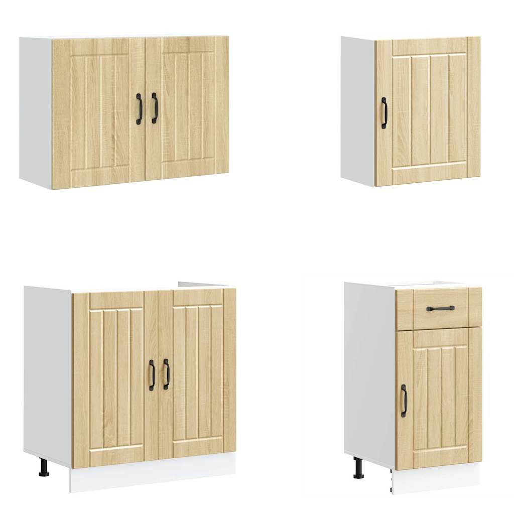 7-delige Keukenkastenset Lucca bewerkt hout sonoma eikenkleur is nu te koop bij PeponiXL, paradijselijk wonen!