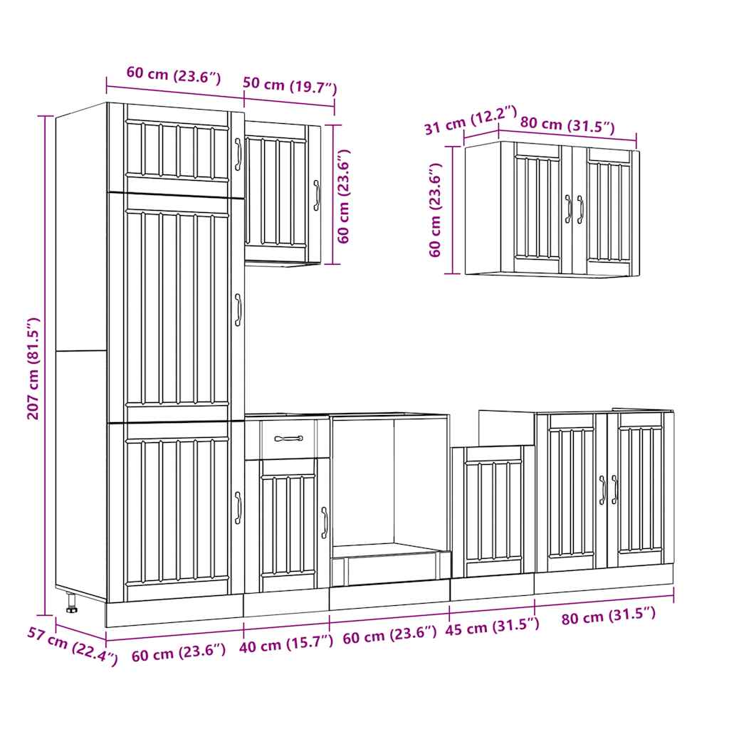7-delige Keukenkastenset Lucca bewerkt hout sonoma eikenkleur is nu te koop bij PeponiXL, paradijselijk wonen!