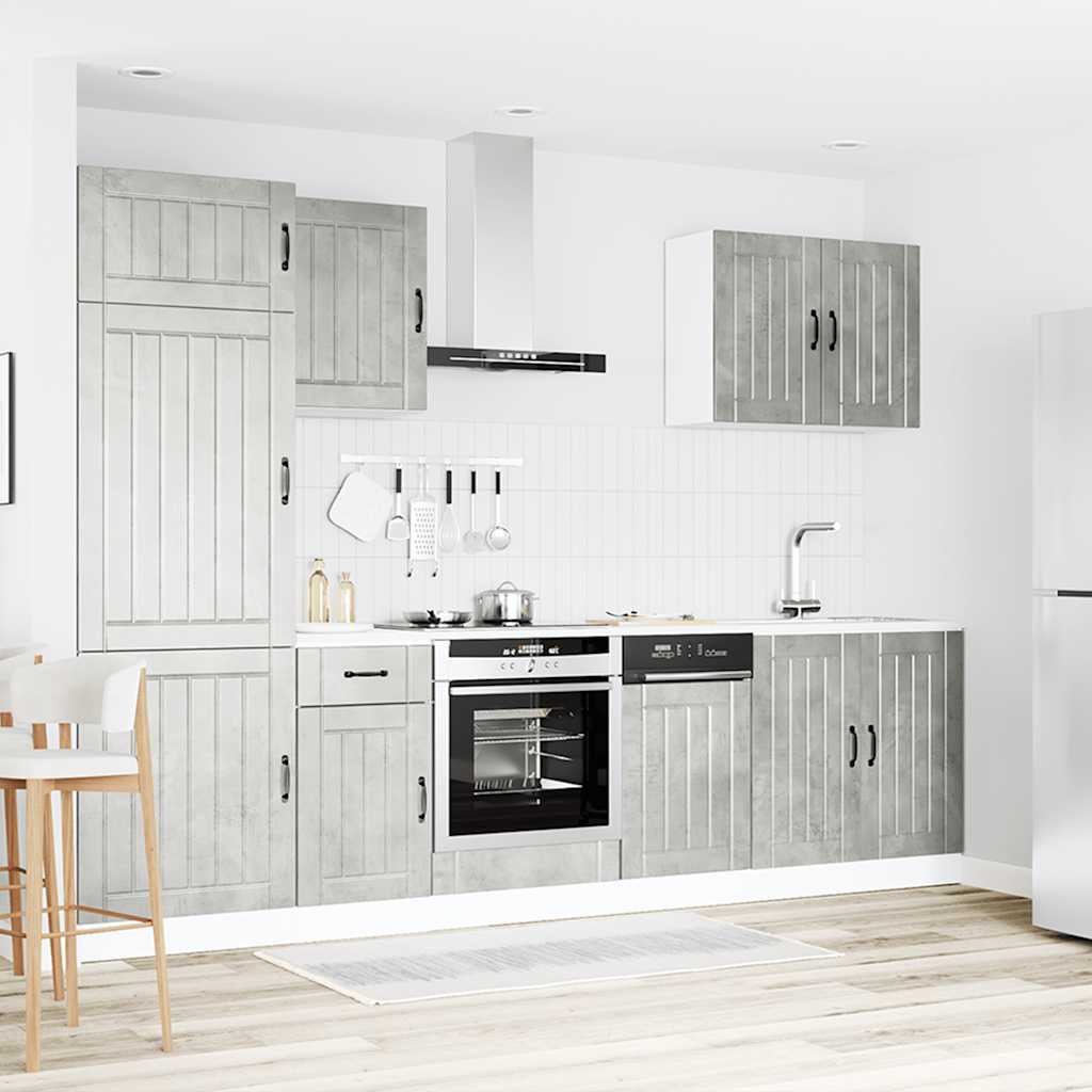 7-delige Keukenkastenset Lucca bewerkt hout betongrijs is nu te koop bij PeponiXL, paradijselijk wonen!