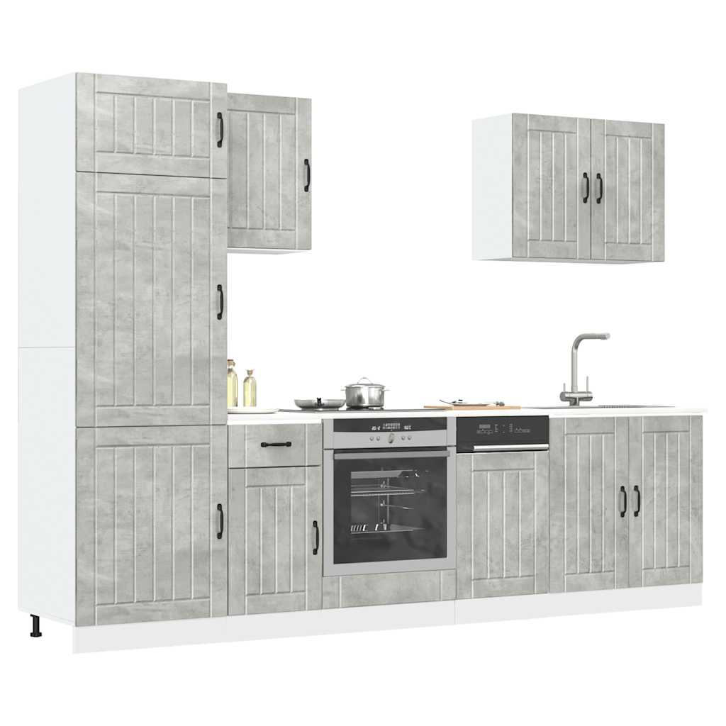 7-delige Keukenkastenset Lucca bewerkt hout betongrijs is nu te koop bij PeponiXL, paradijselijk wonen!