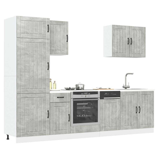 7-delige Keukenkastenset Lucca bewerkt hout betongrijs is nu te koop bij PeponiXL, paradijselijk wonen!