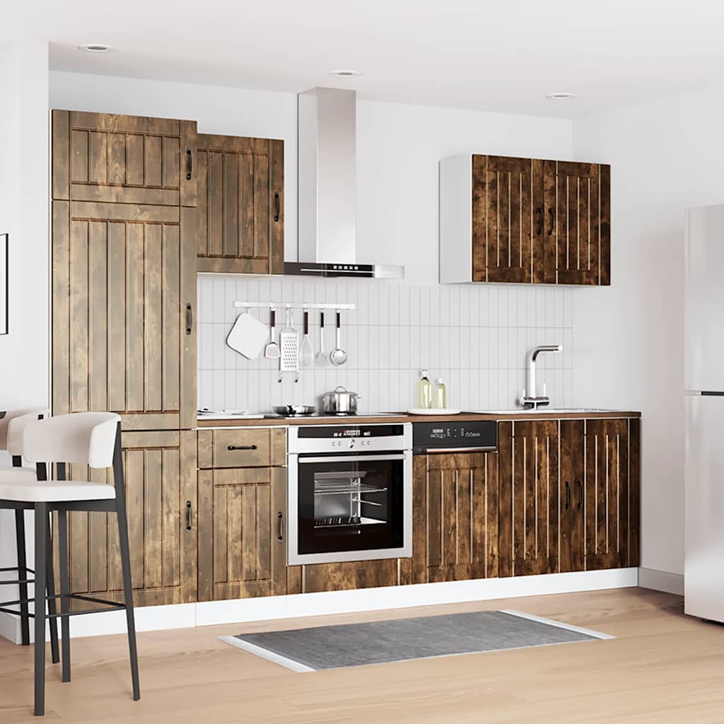 7-delige Keukenkastenset Lucca bewerkt hout gerookt eiken is nu te koop bij PeponiXL, paradijselijk wonen!