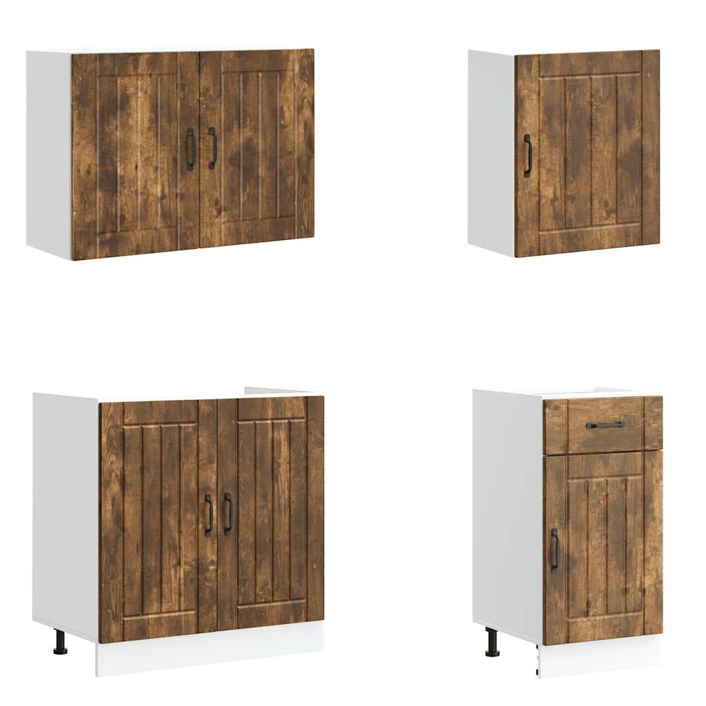 7-delige Keukenkastenset Lucca bewerkt hout gerookt eiken is nu te koop bij PeponiXL, paradijselijk wonen!