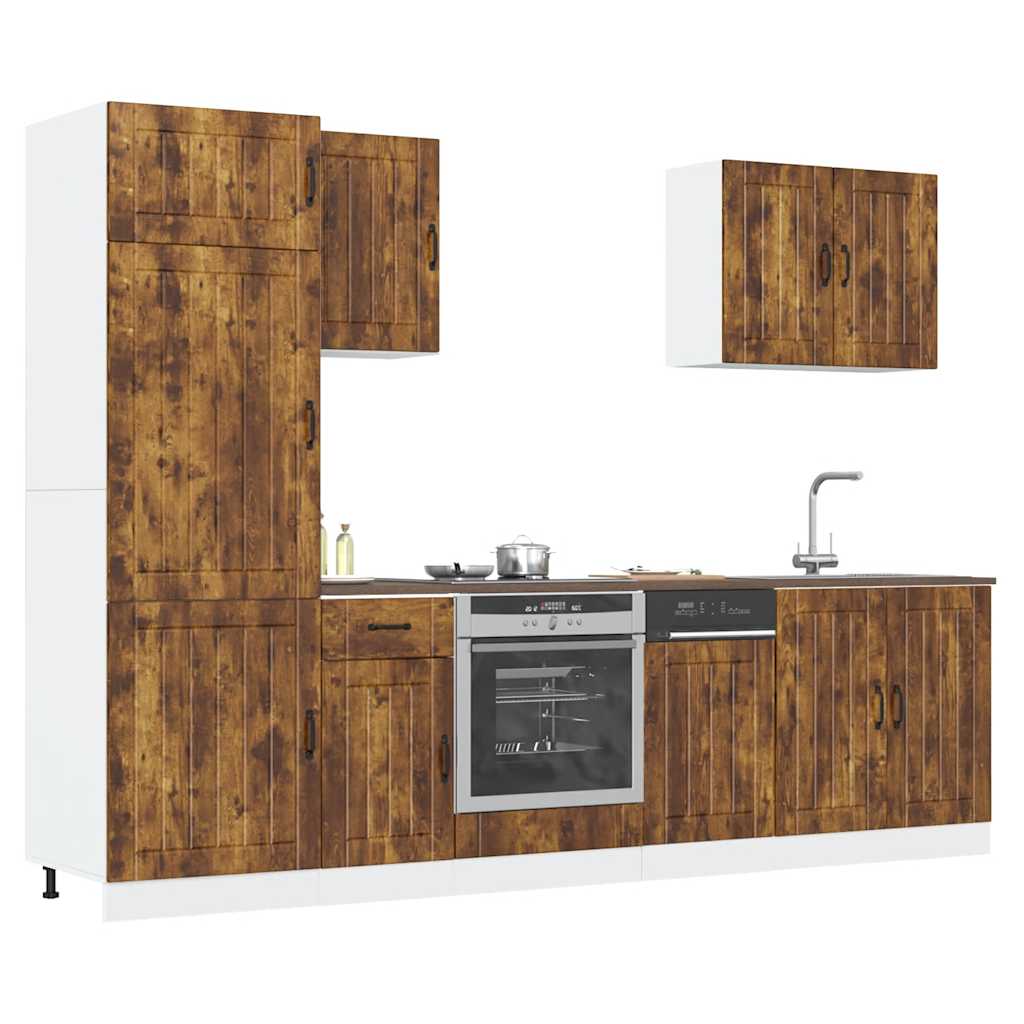 7-delige Keukenkastenset Lucca bewerkt hout gerookt eiken is nu te koop bij PeponiXL, paradijselijk wonen!