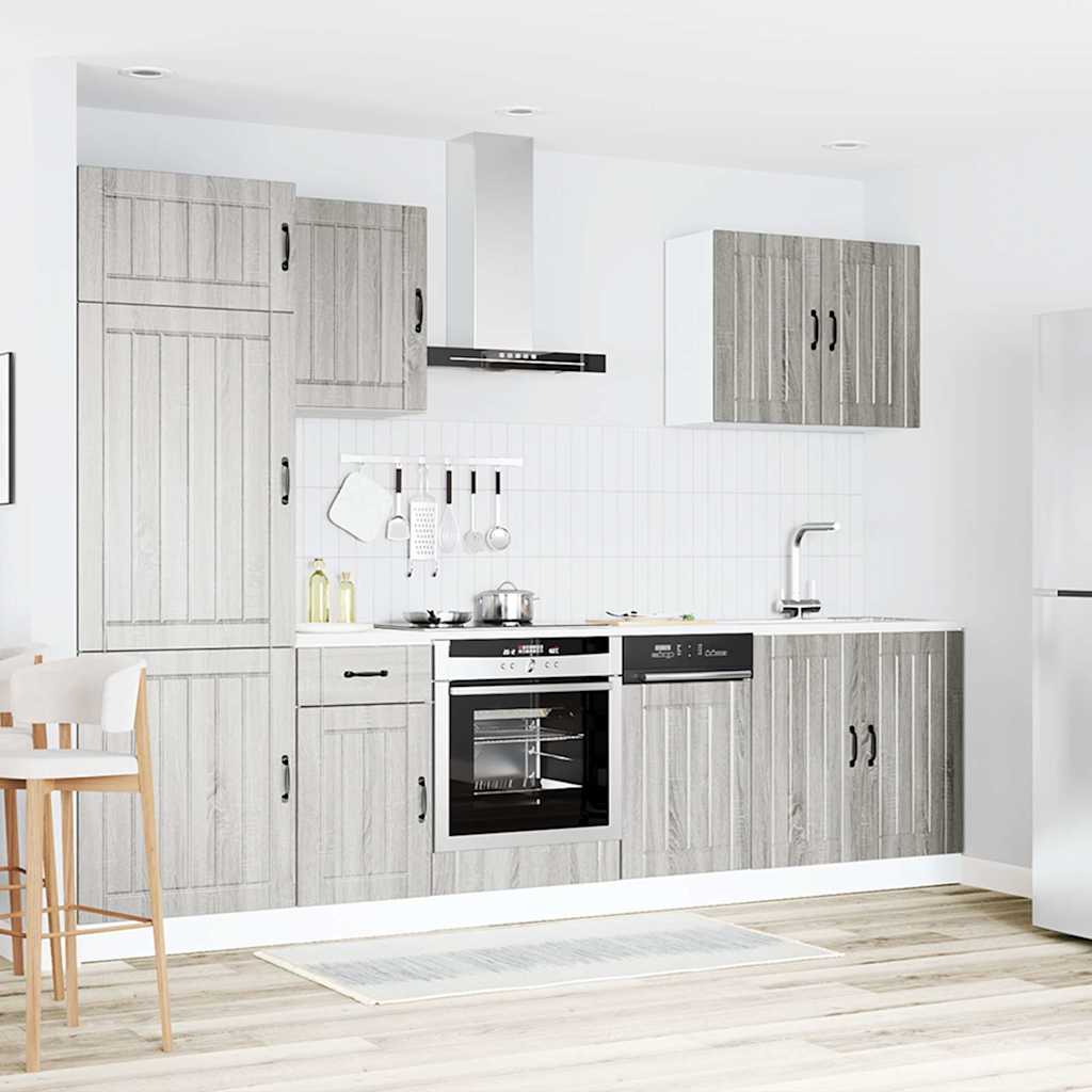 7-delige Keukenkastenset Lucca bewerkt hout grijs sonoma eiken is nu te koop bij PeponiXL, paradijselijk wonen!