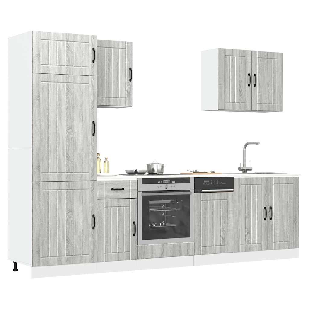 7-delige Keukenkastenset Lucca bewerkt hout grijs sonoma eiken is nu te koop bij PeponiXL, paradijselijk wonen!