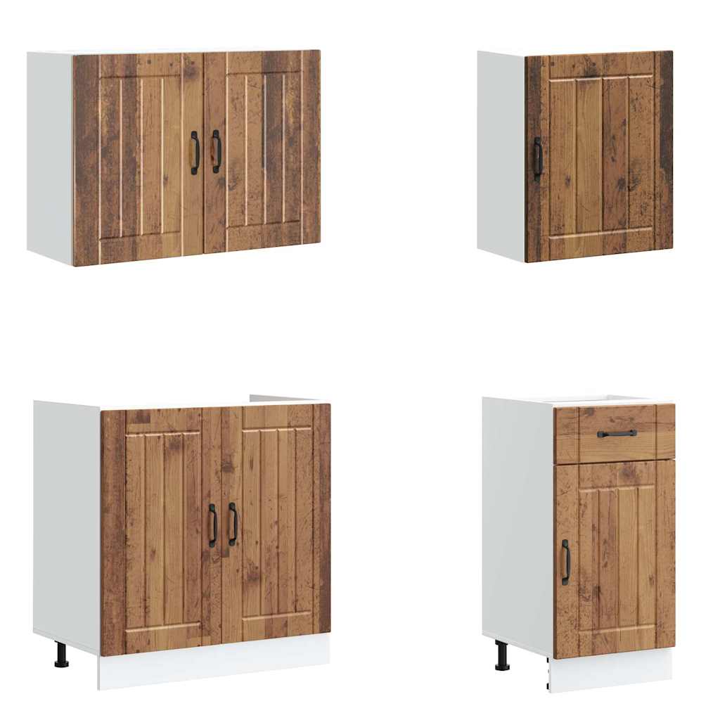 7-delige Keukenkastenset Lucca bewerkt hout oud houtkleurig is nu te koop bij PeponiXL, paradijselijk wonen!